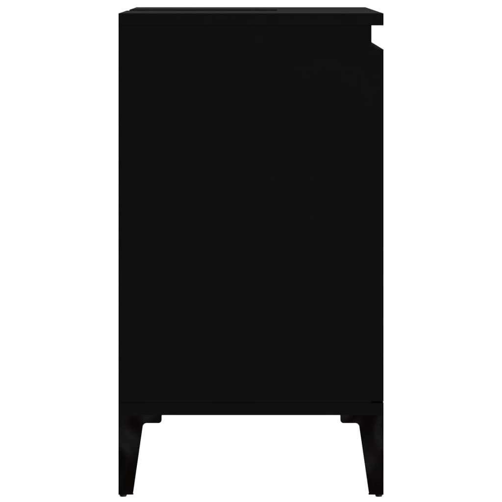 vidaXL Spintelė praustuvui, juoda, 58x33x60cm, apdirbta mediena kaina ir informacija | Vonios spintelės | pigu.lt