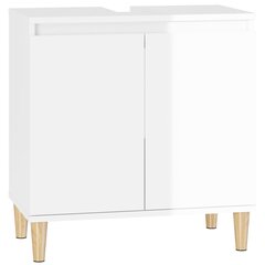 vidaXL Spintelė praustuvui, balta, 58x33x60cm, mediena, blizgi цена и информация | Шкафчики для ванной | pigu.lt