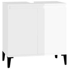 vidaXL Spintelė praustuvui, balta, 58x33x60cm, mediena, blizgi цена и информация | Шкафчики для ванной | pigu.lt