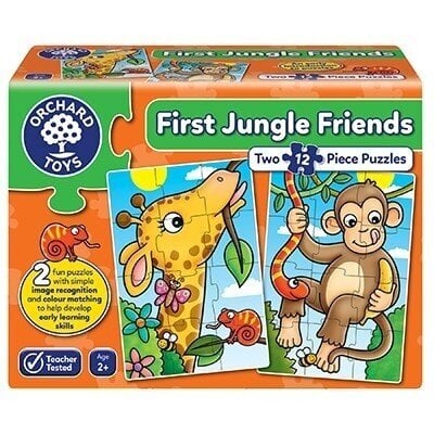 Dėlionė Orchard Toys Pirmieji džiunglių draugai, 2x12 d. kaina ir informacija | Dėlionės (puzzle) | pigu.lt