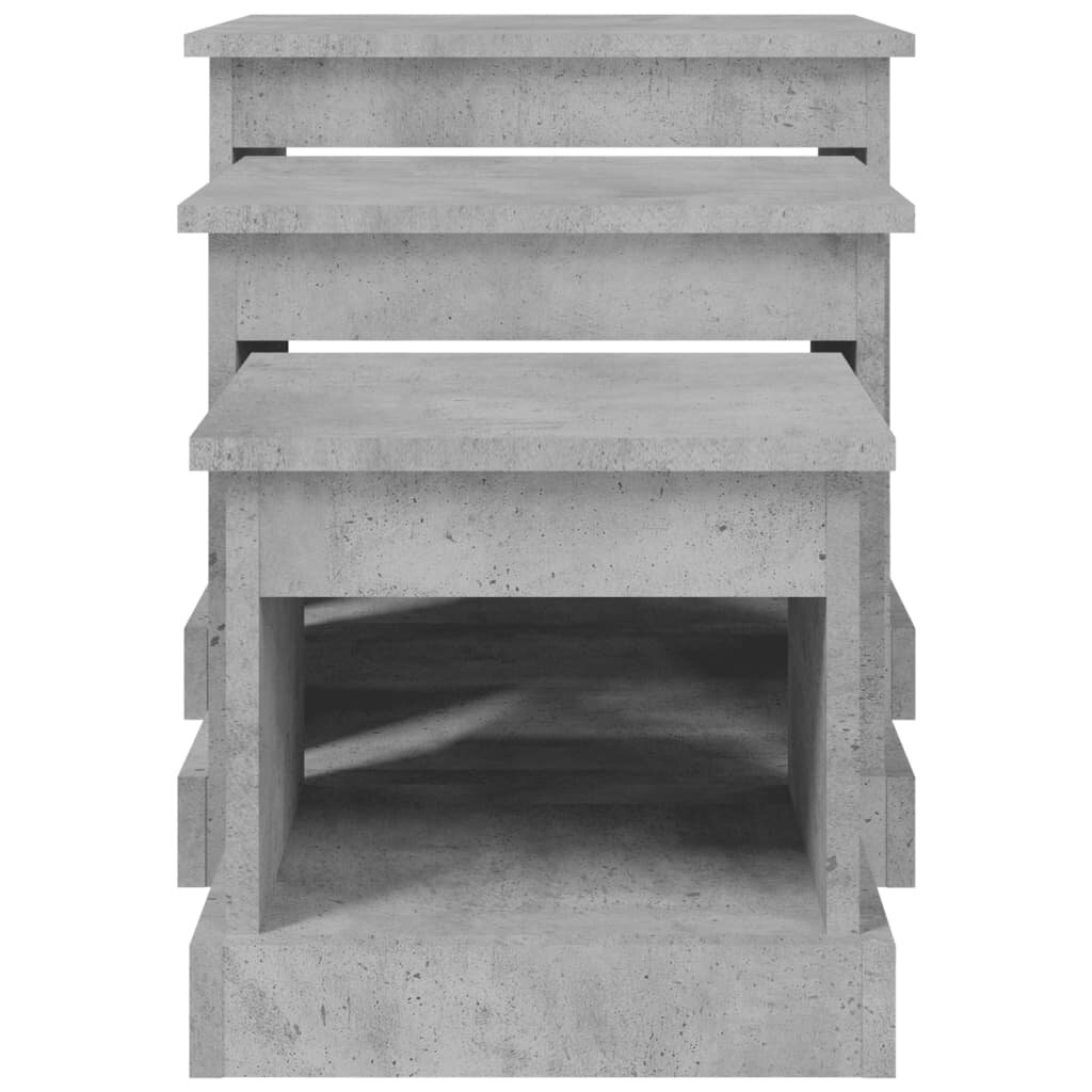 vidaXL Sustumiami staliukai, 3vnt., betono pilki, apdirbta mediena kaina ir informacija | Kavos staliukai | pigu.lt