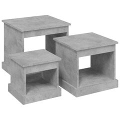 vidaXL Sustumiami staliukai, 3vnt., betono pilki, apdirbta mediena цена и информация | Журнальные столы | pigu.lt