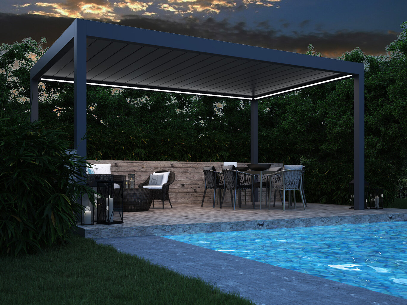 Pavesinė Pergola Delux, 4000x4128 cm, pilka kaina ir informacija | Pavėsinės | pigu.lt