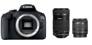 Canon EOS 2000D + EF-S 18 - 55 мм IS STM + EF-S 55 - 250 мм IS STM цена и информация | Цифровые фотоаппараты | pigu.lt