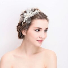 Frcolor Crystal Wedding Headband, Peal Flower Hair Band Tiara. цена и информация | Аксессуары для волос | pigu.lt