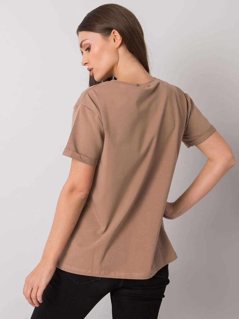 Marškinėliai moterims Ex Moda 2016102957492, rudi kaina ir informacija | Marškinėliai moterims | pigu.lt