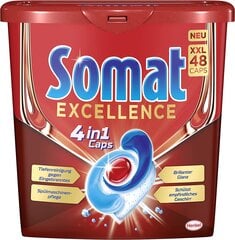 Somat Excellence 4-in-1 indaplovių tabletės, 48 vnt. kaina ir informacija | Indų plovimo priemonės | pigu.lt
