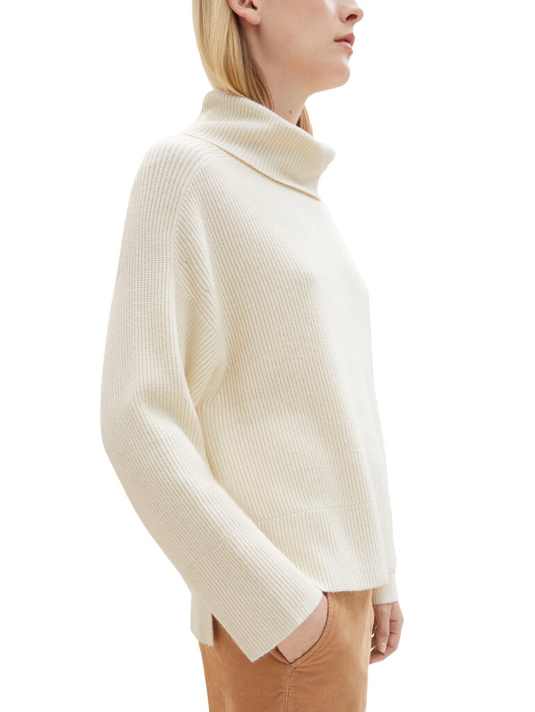 Tom Tailor moteriškas megztinis, natūralios baltos spalvos kaina ir informacija | Megztiniai moterims | pigu.lt