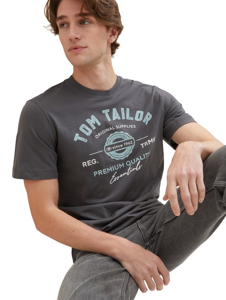 Tom Tailor vyriški marškinėliai, tamsiai pilki цена и информация | Vyriški marškinėliai | pigu.lt