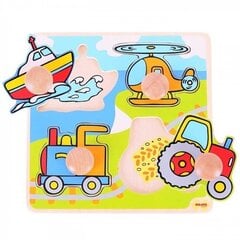 Medinė dėlionė Bigjigs Toys Transportas, 4 d. kaina ir informacija | Lavinamieji žaislai | pigu.lt
