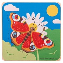 Medinė dėlionė Bigjigs Toys drugeliai, 4 d. цена и информация | Развивающие игрушки | pigu.lt