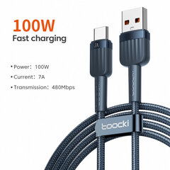 Kabelis TOOCKI USB A -> USB C PD 100W 7A 1,0 m, greito įkrovimo duomenų kabelis kaina ir informacija | Laidai telefonams | pigu.lt