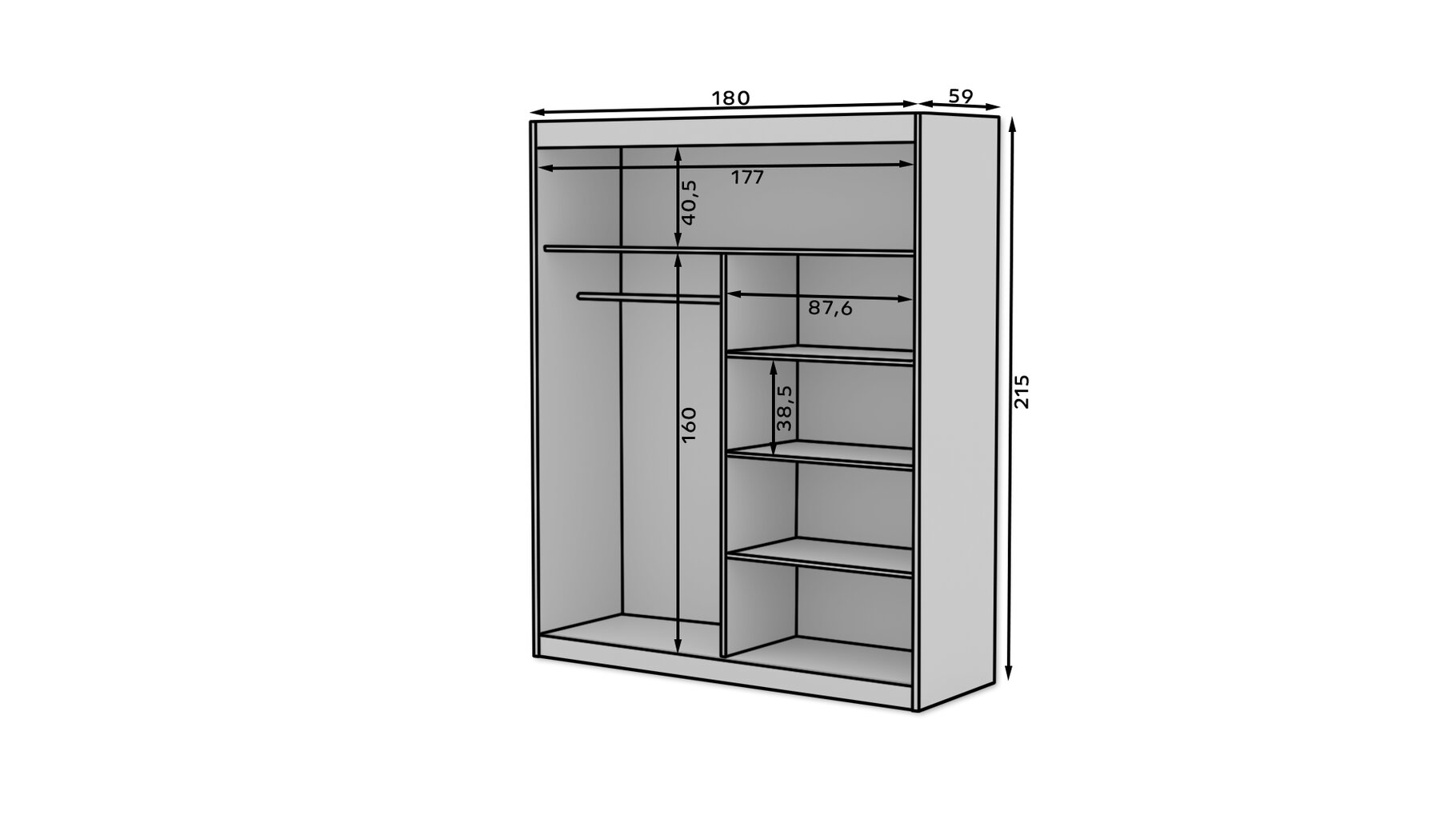 Spinta ADRK Furniture Esti 180, ruda kaina ir informacija | Spintos | pigu.lt