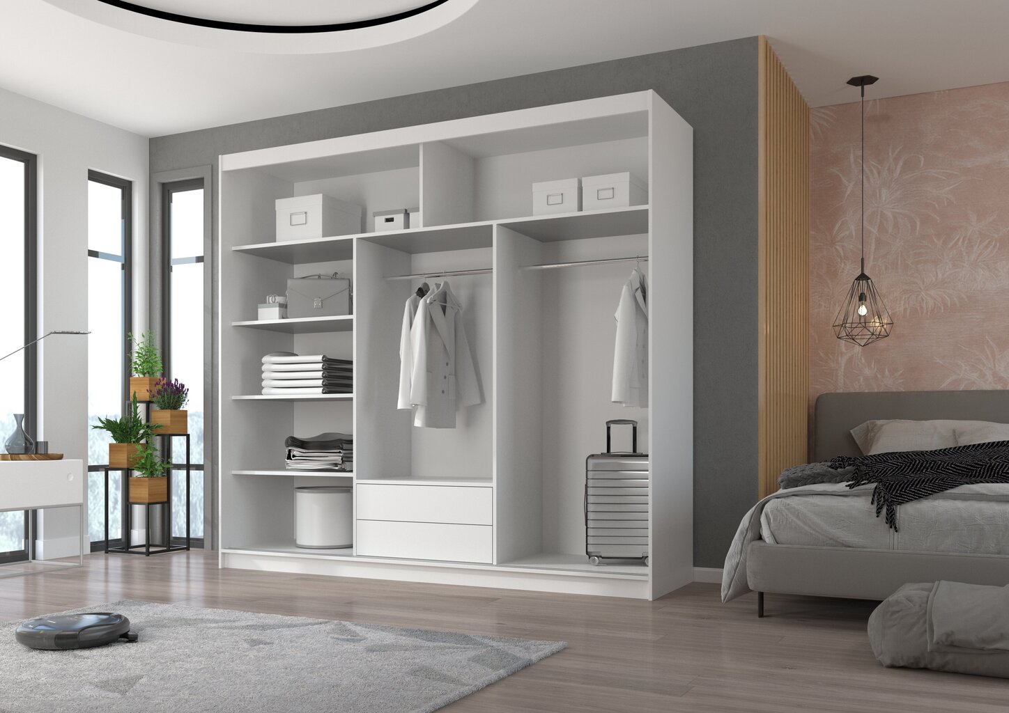 Spinta ADRK Furniture Erwin 235, balta цена и информация | Spintos | pigu.lt