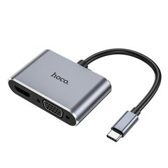 Адаптер Hoco HB30 Type-C to HDMI+VGA+USB-A3.0+Type-C, серый цена и информация | Адаптеры, USB-разветвители | pigu.lt