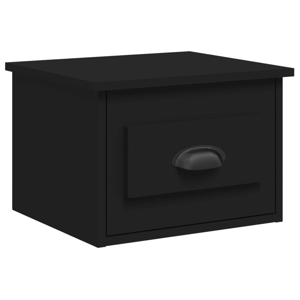vidaXL Prie sienos montuojama naktinė spintelė, juoda, 41,5x36x28cm kaina ir informacija | Spintelės prie lovos | pigu.lt