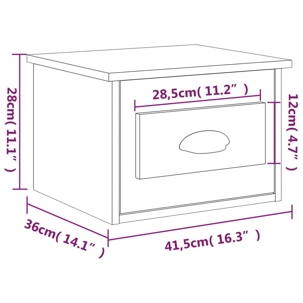 vidaXL Prie sienos montuojama naktinė spintelė, juoda, 41,5x36x28cm kaina ir informacija | Spintelės prie lovos | pigu.lt