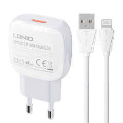 LDNIO Сетевое зарядное устройство LDNIO A1306Q 18 Вт + кабель USB-C цена и информация | Зарядные устройства для телефонов | pigu.lt