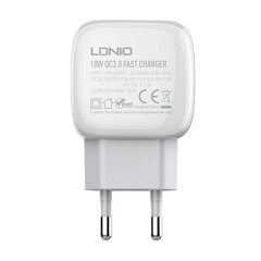 LDNIO Сетевое зарядное устройство LDNIO A1306Q 18 Вт + кабель USB-C цена и информация | Зарядные устройства для телефонов | pigu.lt