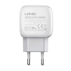 LDNIO Сетевое зарядное устройство LDNIO A1307Q 18 Вт + кабель USB-C цена и информация | Зарядные устройства для телефонов | pigu.lt
