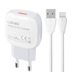 LDNIO Сетевое зарядное устройство LDNIO A1307Q 18 Вт + кабель USB-C цена и информация | Зарядные устройства для телефонов | pigu.lt
