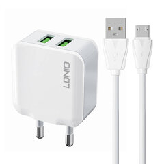 LDNIO Сетевое зарядное устройство LDNIO A2201 2USB + кабель USB-C цена и информация | Зарядные устройства для телефонов | pigu.lt