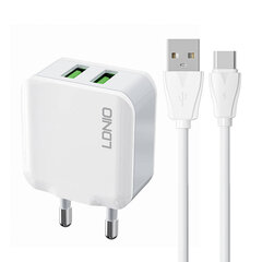 LDNIO Сетевое зарядное устройство LDNIO A2201 2USB + кабель USB-C цена и информация | Зарядные устройства для телефонов | pigu.lt