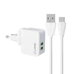 LDNIO Сетевое зарядное устройство LDNIO A2203 2USB + кабель USB-C цена и информация | Зарядные устройства для телефонов | pigu.lt