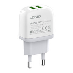 Зарядное устройство для телефона LDNIO A2219, 2x USB, 2.4A (white) цена и информация | Зарядные устройства для телефонов | pigu.lt