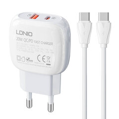 Зарядное устройство для телефона LDNIO A2313C, USB + USB-C, PD + QC 3.0, 20 Вт (white) цена и информация | Зарядные устройства для телефонов | pigu.lt