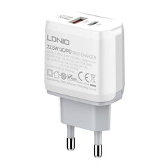 LDNIO Сетевое зарядное устройство LDNIO A2421C USB, USB-C 22,5 Вт + кабель USB-C цена и информация | Зарядные устройства для телефонов | pigu.lt