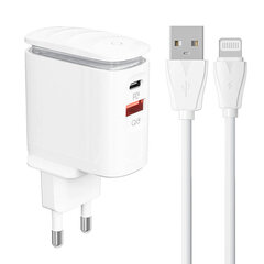 LDNIO Сетевое зарядное устройство LDNIO A2423C USB, USB-C + USB-C — кабель USB-C цена и информация | Зарядные устройства для телефонов | pigu.lt