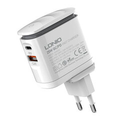 Зарядное устройство для телефона LDNIO A2423C, USB + USB-C, PD + QC 3.0, 25 Вт (white) цена и информация | Зарядные устройства для телефонов | pigu.lt