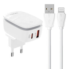 LDNIO Сетевое зарядное устройство LDNIO A2425C USB, USB-C + USB-C — кабель USB-C цена и информация | Зарядные устройства для телефонов | pigu.lt