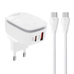 LDNIO Сетевое зарядное устройство LDNIO A2425C USB, USB-C + USB-C — кабель USB-C цена и информация | Зарядные устройства для телефонов | pigu.lt