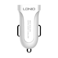 Car charger LDNIO DL-C17, 1x USB, 12W + Micro USB cable (white) цена и информация | Зарядные устройства для телефонов | pigu.lt