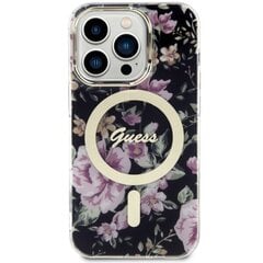 Чехол Guess GUHMP14LHCFWSK для iPhone 14 Pro 6.1" hardcase Flower MagSafe, черный цена и информация | Чехлы для телефонов | pigu.lt