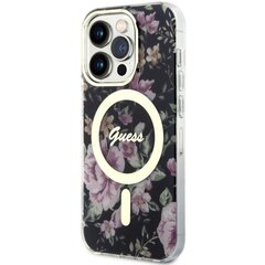 Чехол Guess GUHMP14LHCFWSK для iPhone 14 Pro 6.1" hardcase Flower MagSafe, черный цена и информация | Чехлы для телефонов | pigu.lt