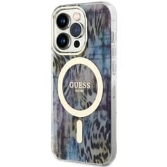 Guess GUHMP14LHLEOPWB iPhone 14 Pro 6.1" niebieski|blue hardcase Leopard MagSafe цена и информация | Чехлы для телефонов | pigu.lt