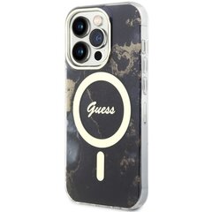 Чехол Guess GUHMP14LHTMRSK для iPhone 14 Pro 6.1" hardcase Golden Marble MagSafe, черный цена и информация | Чехлы для телефонов | pigu.lt