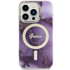 Чехол Guess GUHMP14LHTMRSU для iPhone 14 Pro 6.1" hardcase Golden Marble MagSafe, фиолетовый цена и информация | Чехлы для телефонов | pigu.lt