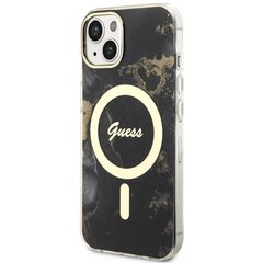 Чехол Guess GUHMP14MHTMRSK для iPhone 14 Plus 6.7" hardcase Golden Marble MagSafe, черный цена и информация | Чехлы для телефонов | pigu.lt