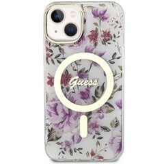 Чехол Guess GUHMP14SHCFWST для iPhone 14 6.1" transparent hardcase Flower MagSafe, белый цена и информация | Чехлы для телефонов | pigu.lt