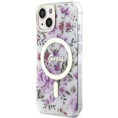 Чехол Guess GUHMP14SHCFWST для iPhone 14 6.1" transparent hardcase Flower MagSafe, белый цена и информация | Чехлы для телефонов | pigu.lt