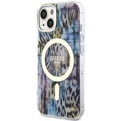 Guess GUHMP14SHLEOPWB iPhone 14 6.1" niebieski|blue hardcase Leopard MagSafe цена и информация | Чехлы для телефонов | pigu.lt