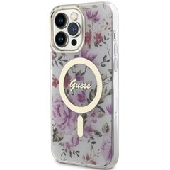 Чехол Guess GUHMP14XHCFWST для iPhone 14 Pro Max 6.7" transparent hardcase Flower MagSafe, белый цена и информация | Чехлы для телефонов | pigu.lt