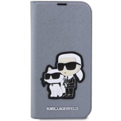 Karl Lagerfeld KLBKP14XSANKCPG iPhone 14 Pro Max 6.7" bookcase srebrny|silver Saffiano Karl & Choupette цена и информация | Чехлы для телефонов | pigu.lt