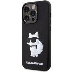 Чехол Karl Lagerfeld KLHCP14L3DRKHNK для iPhone 14 Pro 6.1" hardcase Rubber Choupette 3D, черный цена и информация | Чехлы для телефонов | pigu.lt