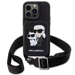 Чехол Karl Lagerfeld KLHCP14XCSAKCPMK для iPhone 14 Pro Max 6.7" hardcase Crossbody Saffiano Karl & Choupette, черный цена и информация | Чехлы для телефонов | pigu.lt