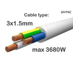 Удлинитель Entac 3 розетки + 2 USB, 1,5 м цена и информация | Удлинители | pigu.lt